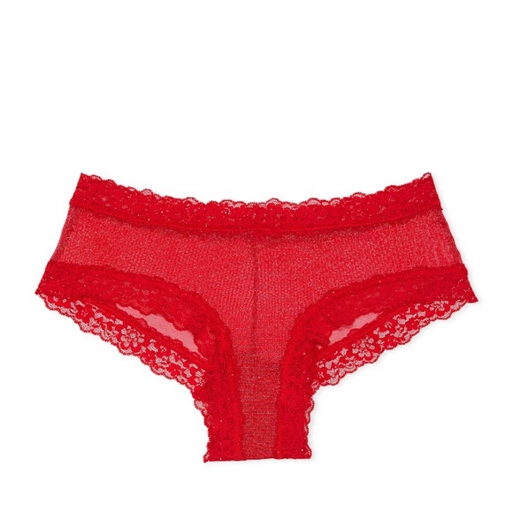 Victoria's Secret The Lacie Sequin Posey Mesh Cheeky Panty Lipstick S NEW - Picture 3 of 6